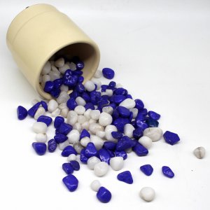 Dark Blue and White Pebbles | Coloured Stones for Decor