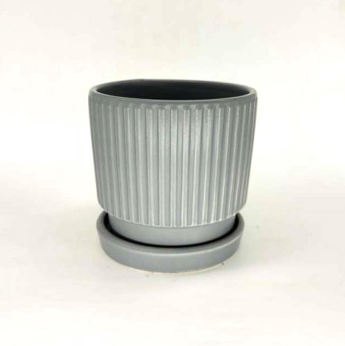 Ceramic Flower Pot Grey Self Watering