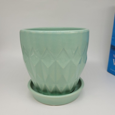 Ceramic Pastel Green Color Pot For Indoor Plants