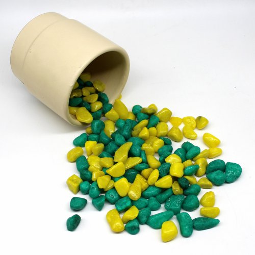 Dark Green and Yellow Pebbles | Plant Decor Stones