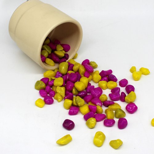 Yellow and Pink Coloured Pebbles | Plant Decor Stones