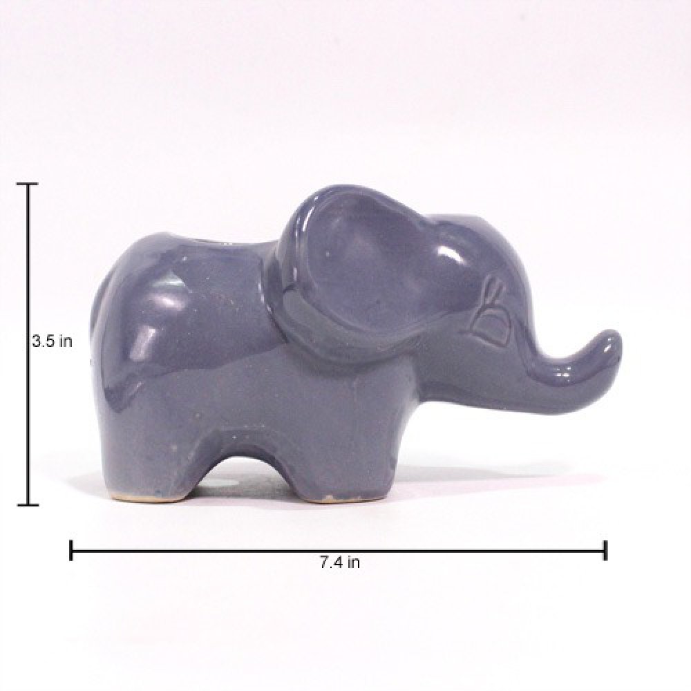 Pewter Colour Elephant Fun Pot | Ceramic Planters, Table Top Indoor Planter Pot Ceramic Planter For Indoor Plants And Succulents Pot