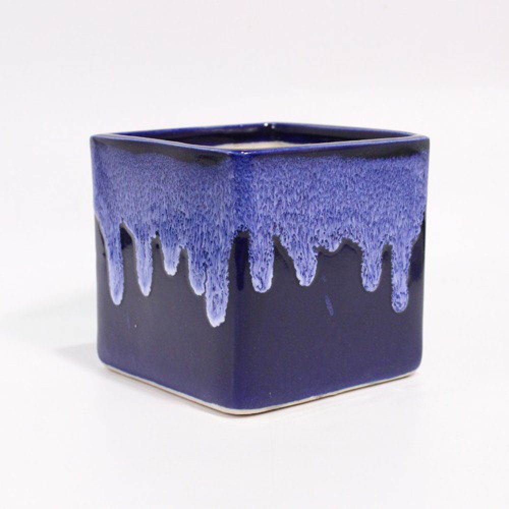 Blue Hand Dipped Glaze Rectangle Pot | Ceramic Pots for Indoor Plants Garden Decoration Items Outdoor & Table Planters for Living Room