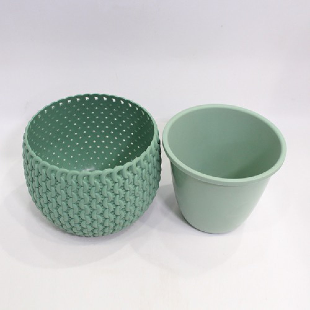 Mix White Green Plastic Planter Pot | Decorative Indoor Plastic Pots for Plants