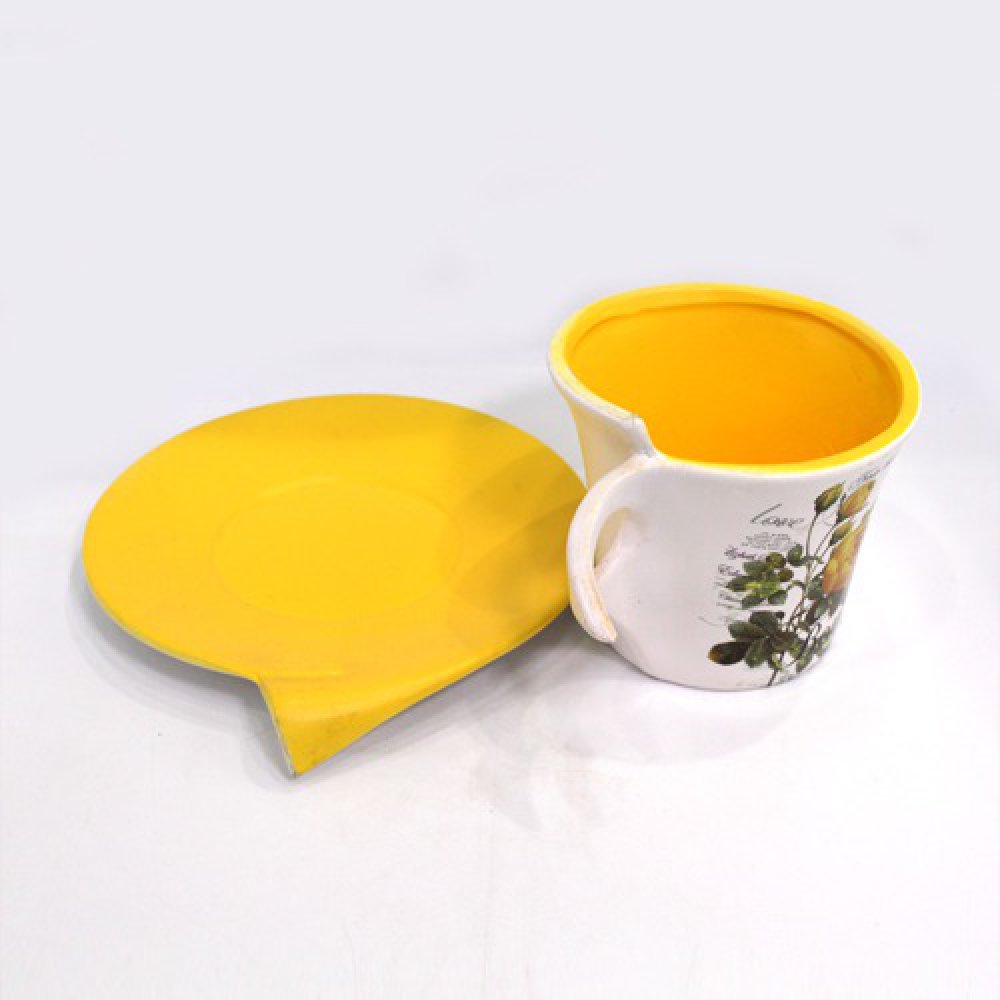 Cup And Saucer Flower Vase | Ceramic Planter Pot for Plants with Plate Saucer Elegant Pots