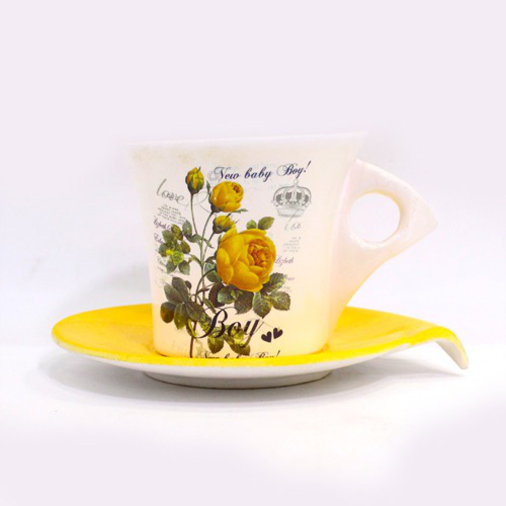 Cup And Saucer Flower Vase | Ceramic Planter Pot for Plants with Plate Saucer Elegant Pots