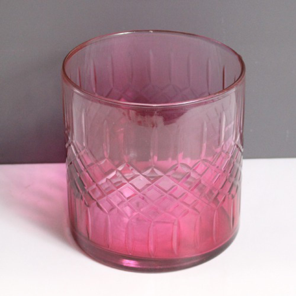 Pink Etching Glass Candle Holder | Glass Vase | For Money Plant | Lucky Bamboo Plant | Elegant Shaped Vase | Flower Pot