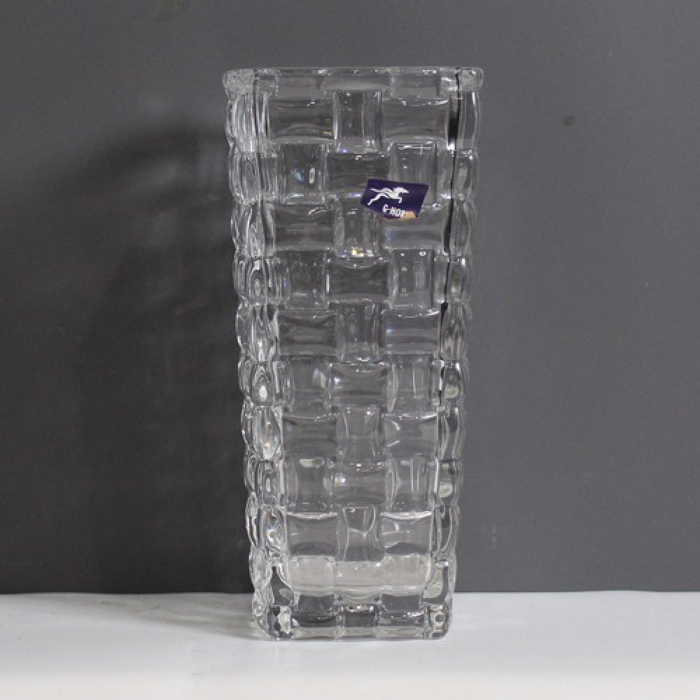 Square Decorative Flower Pot | Glass Flower Pot, Crystal Clear Vase for Living / Long Glass vase / Glass vase