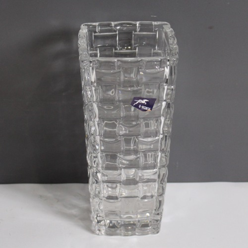 Square Decorative Flower Pot | Glass Flower Pot, Crystal Clear Vase for Living / Long Glass vase / Glass vase