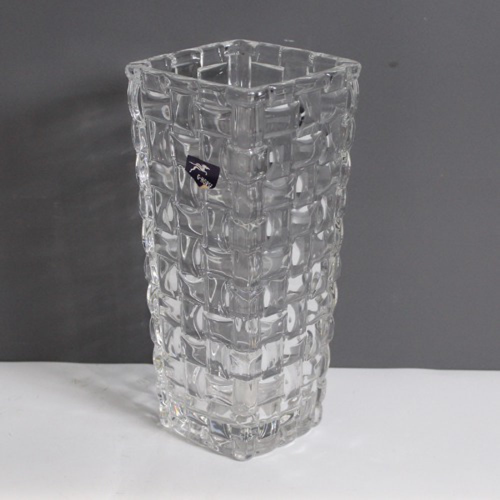 Square Decorative Flower Pot | Glass Flower Pot, Crystal Clear Vase for Living / Long Glass vase / Glass vase