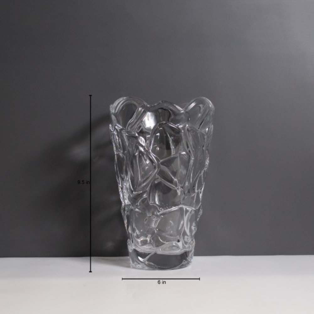 Crystal Glass Decorative Flower Vase | Glass Vase | For Money Plant | Lucky Bamboo Plant | Elegant Shaped Vase | Flower Pot