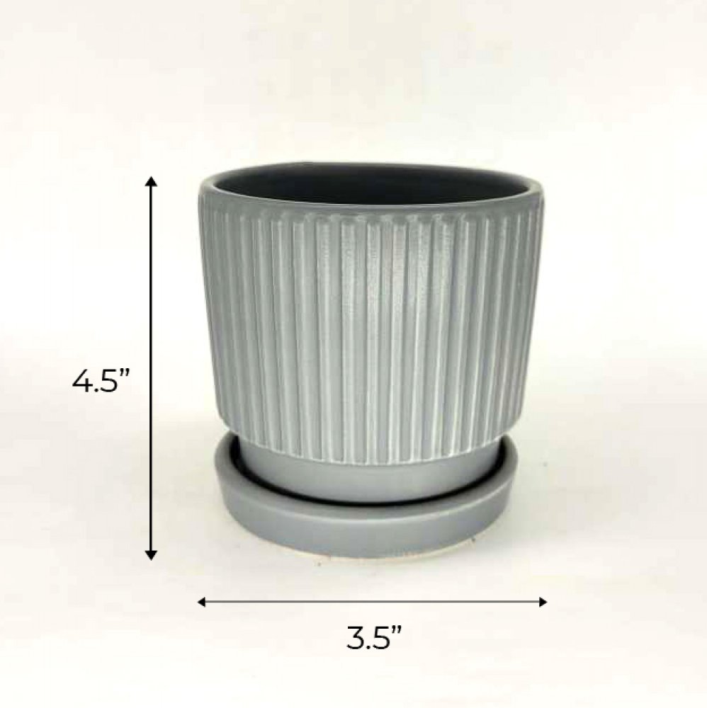 Ceramic Flower Pot Grey Self Watering